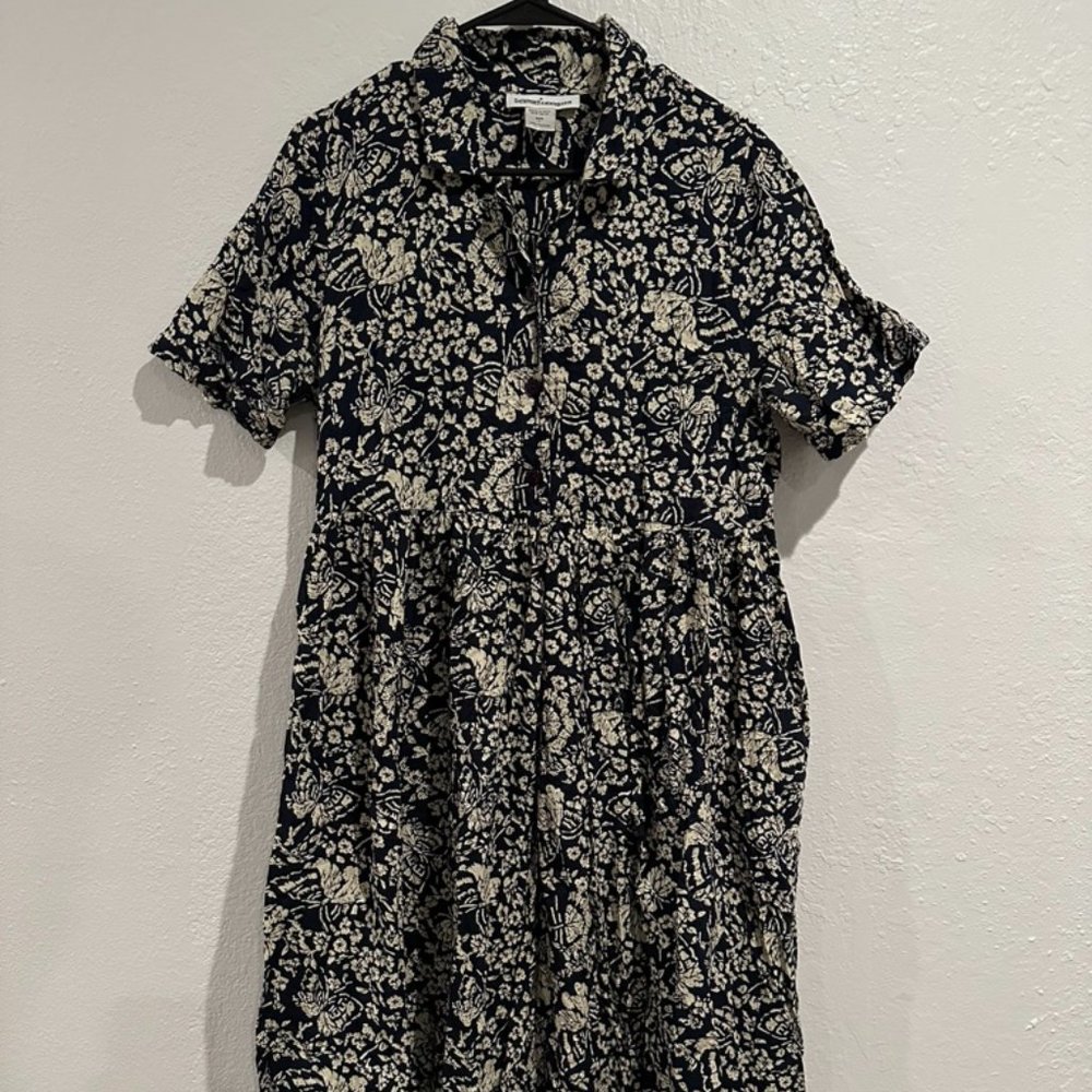 Vintage dark blue and white Serengeti catalog sz L vintage dress